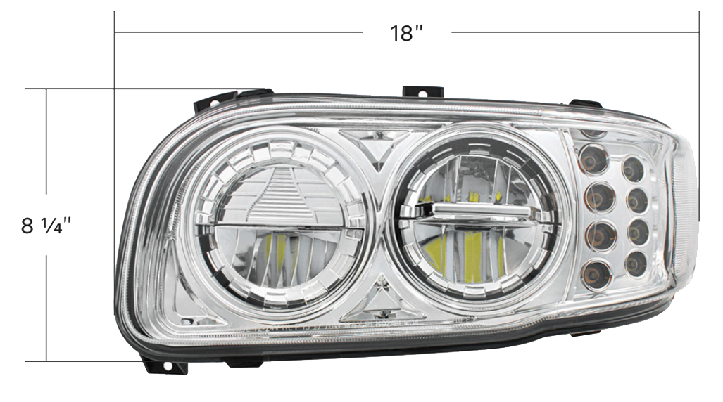 Peterbilt 389 (2008-2024) - High Power LED Headlight With 8 LED Turn & 4 LED Position Light