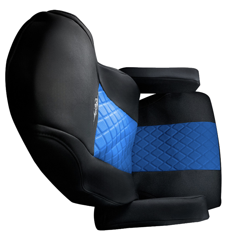 Freightliner Cascadia 2008 and Newer - RigGear Napa Faux Leather Seat Cover Set Blue