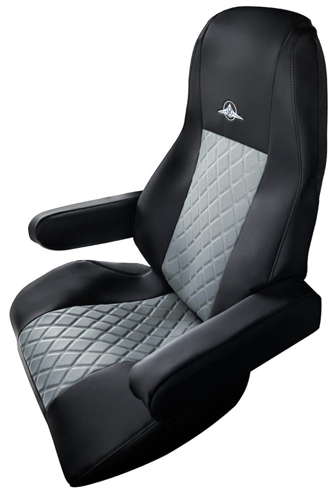 Freightliner Cascadia 2008 and Newer - RigGear Napa Faux Leather Seat Cover Set Gray