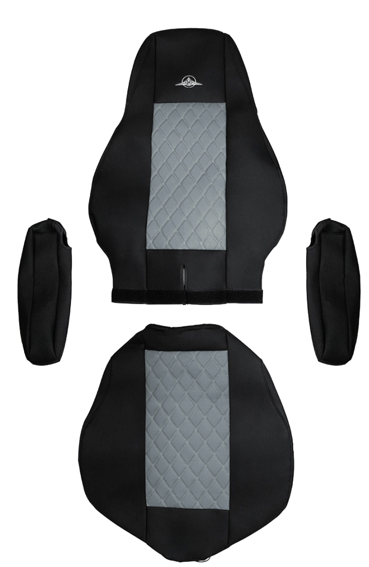 Freightliner Cascadia 2008 and Newer - RigGear Napa Faux Leather Seat Cover Set Gray