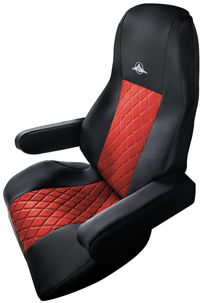 Freightliner Cascadia 2008 and Newer - RigGear Napa Faux Leather Seat Cover Set Red