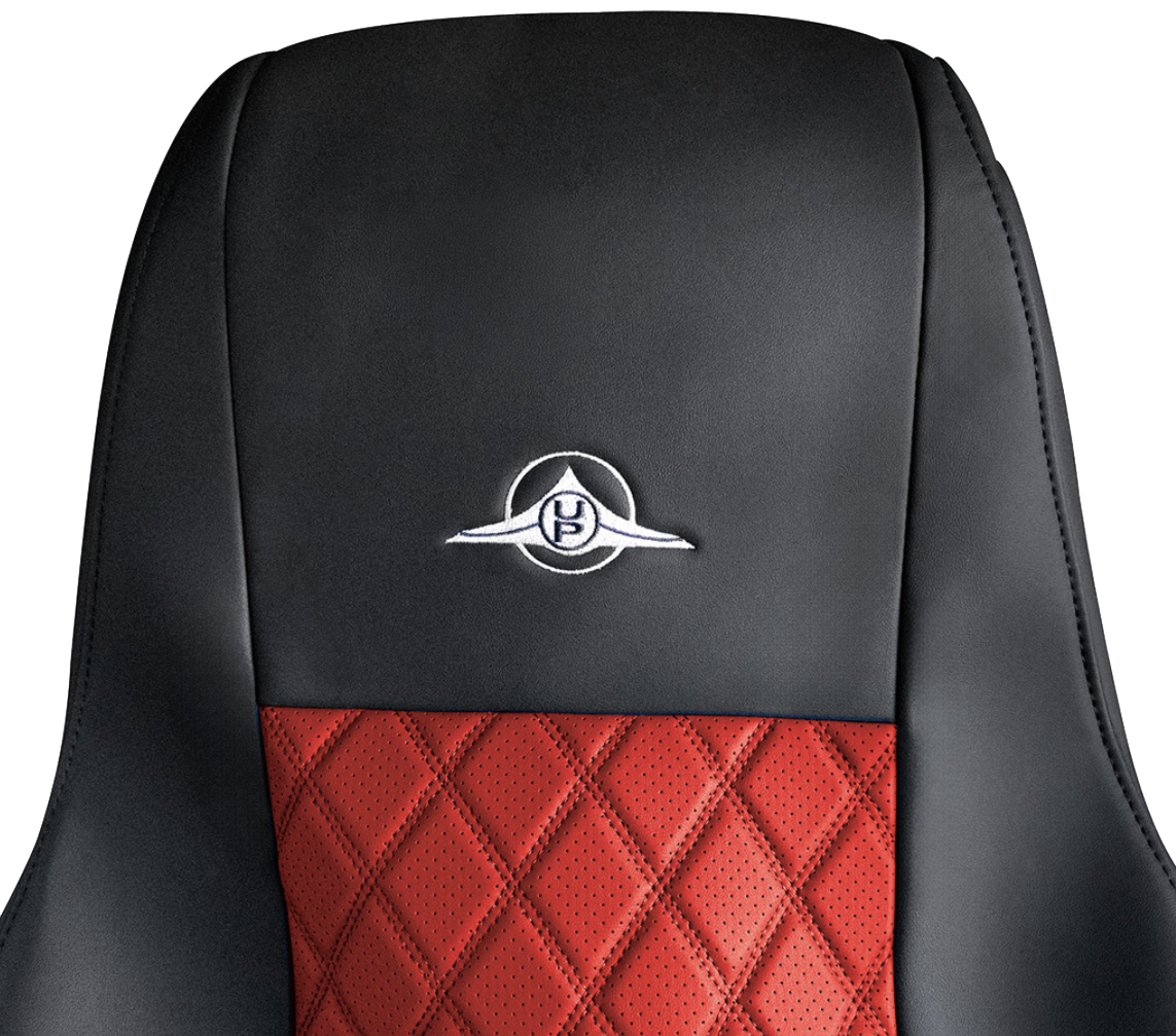 Freightliner Cascadia 2008 and Newer - RigGear Napa Faux Leather Seat Cover Set Red