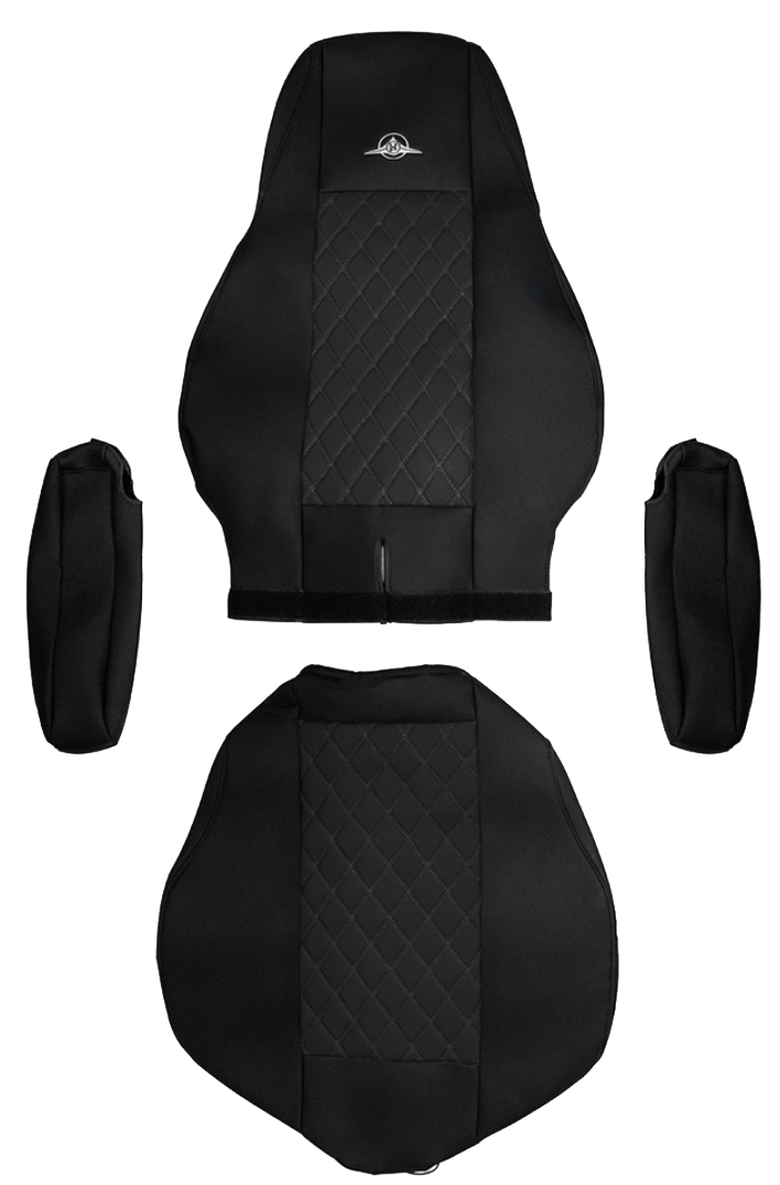 Freightliner Cascadia 2008 and Newer - RigGear Napa Faux Leather Seat Cover Set Black