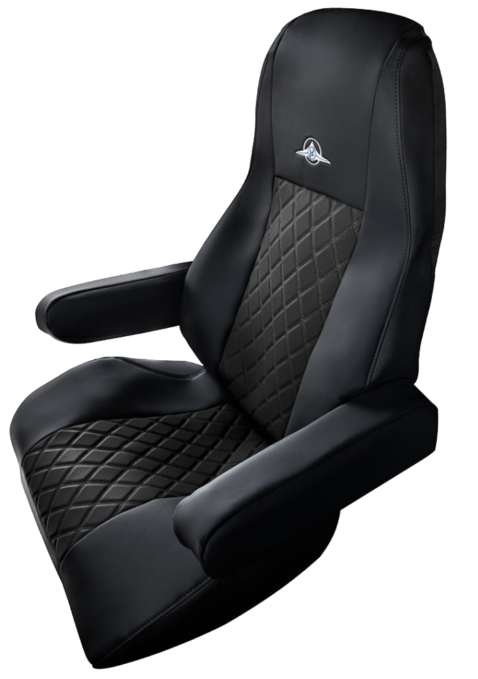 Freightliner Cascadia 2008 and Newer - RigGear Napa Faux Leather Seat Cover Set Black