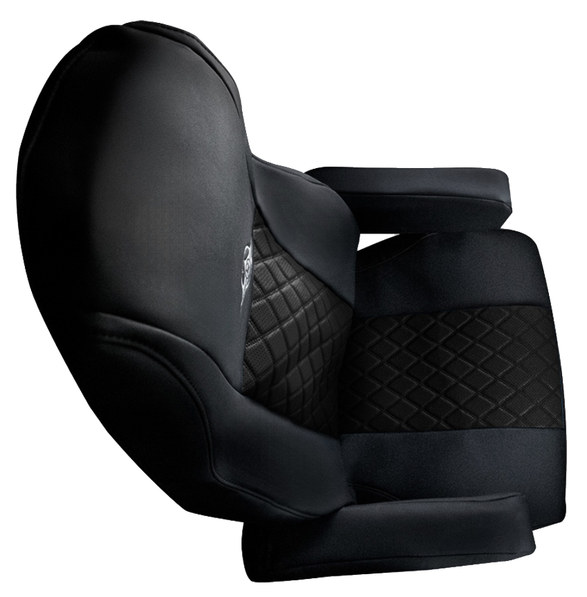Freightliner Cascadia 2008 and Newer - RigGear Napa Faux Leather Seat Cover Set Black