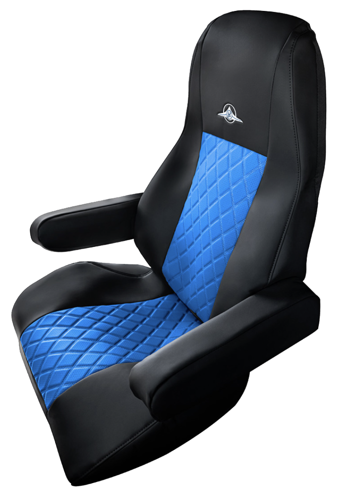 Freightliner Cascadia 2008 and Newer - RigGear Napa Faux Leather Seat Cover Set Blue