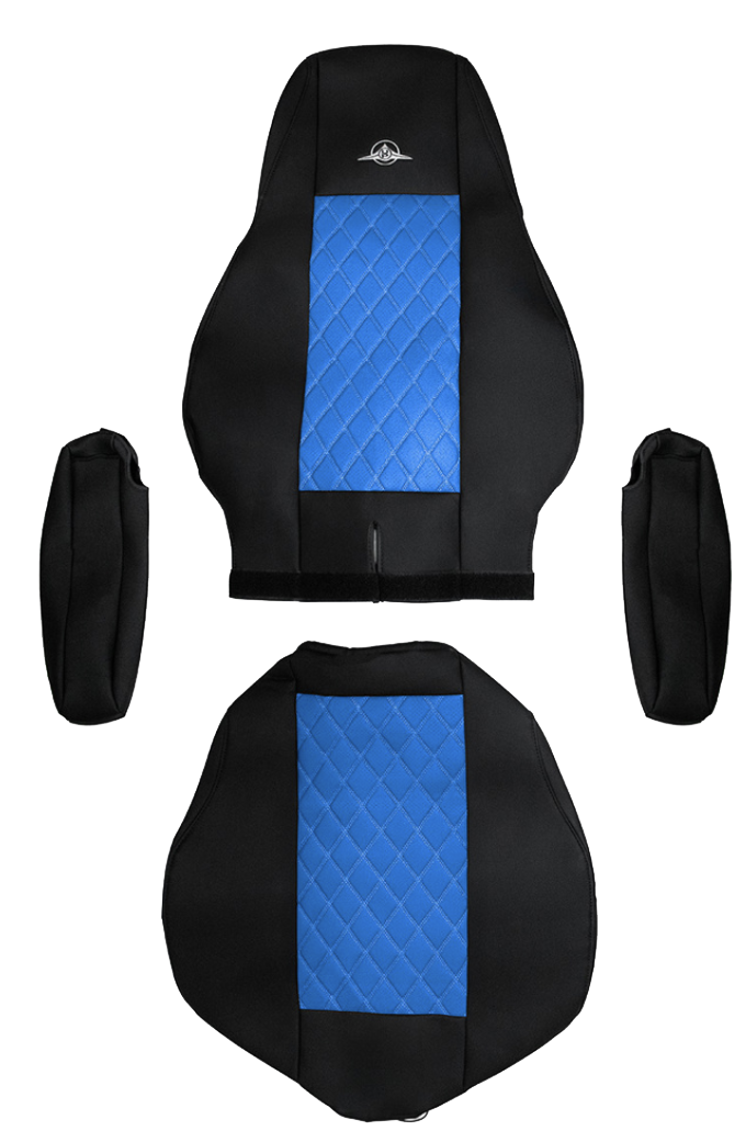 Freightliner Cascadia 2008 and Newer - RigGear Napa Faux Leather Seat Cover Set Blue