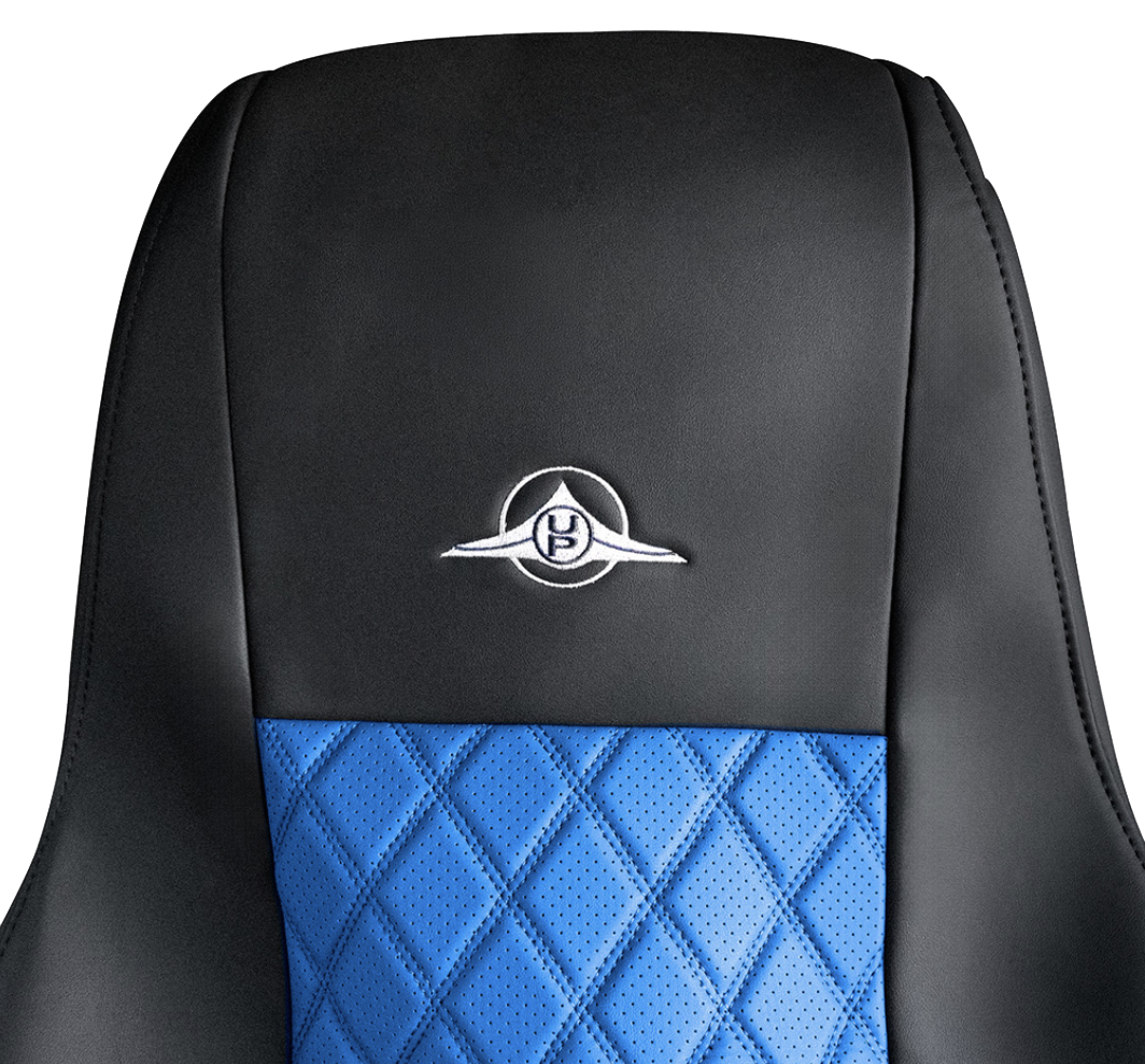 Freightliner Cascadia 2008 and Newer - RigGear Napa Faux Leather Seat Cover Set Blue