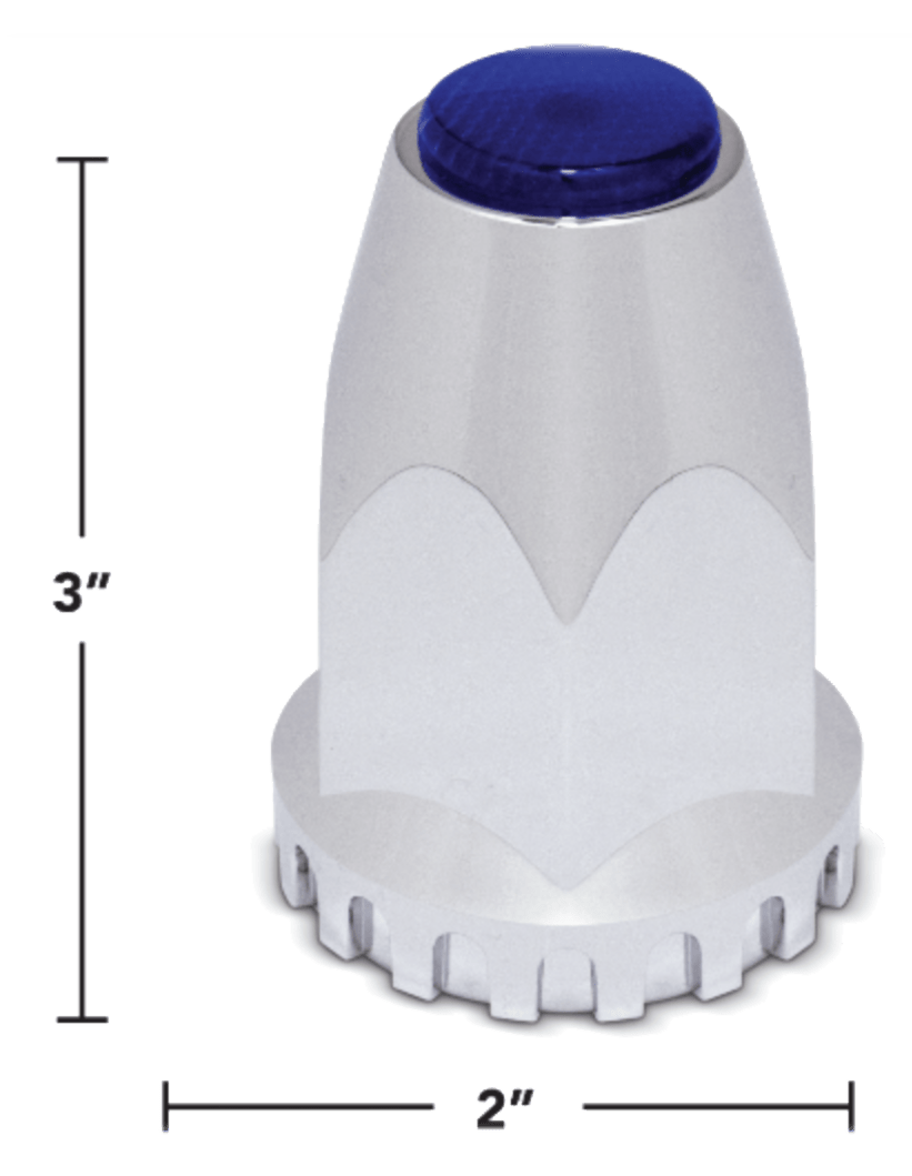 Blue Reflector 33mm Screw - On Chrome Lug Nut Cover - HD Truck Source