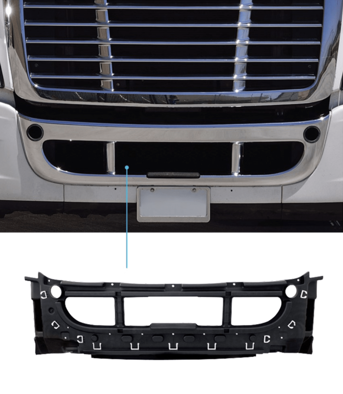 Freightliner Cascadia 2008 - 2017 - Center Bumper Inner Reinforcement With Vent - HD Truck Source