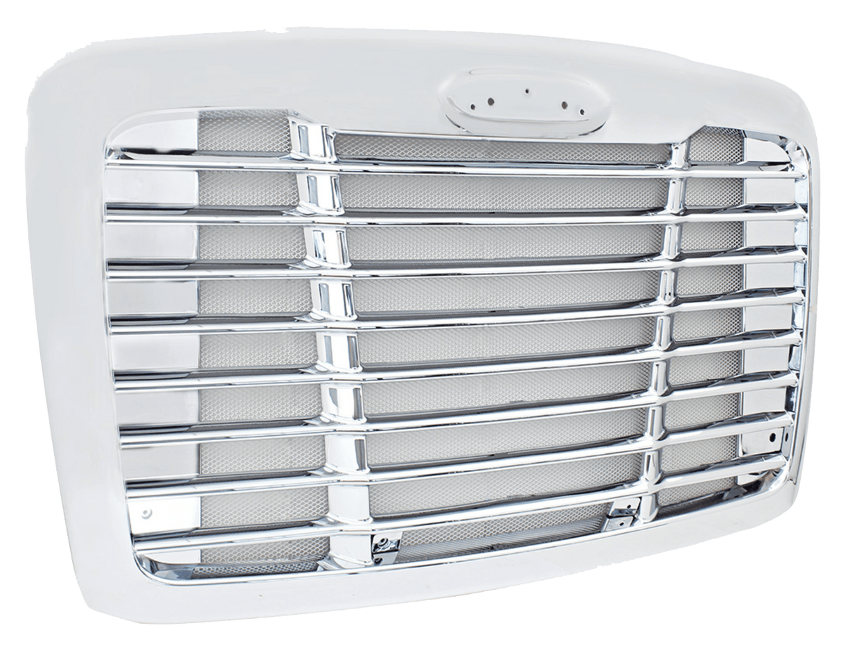 Freightliner Cascadia 2008 And Newer - Chrome Grille With Aluminum Chrome Bug Screen - HD Truck Source