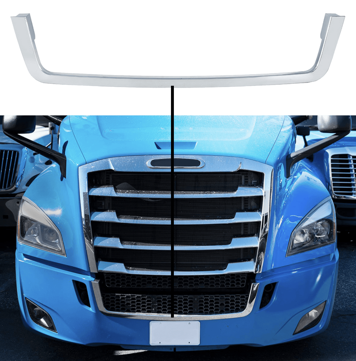 Freightliner Cascadia 2018 - 2024 - Bumper Trim Chrome or Black - HD Truck Source