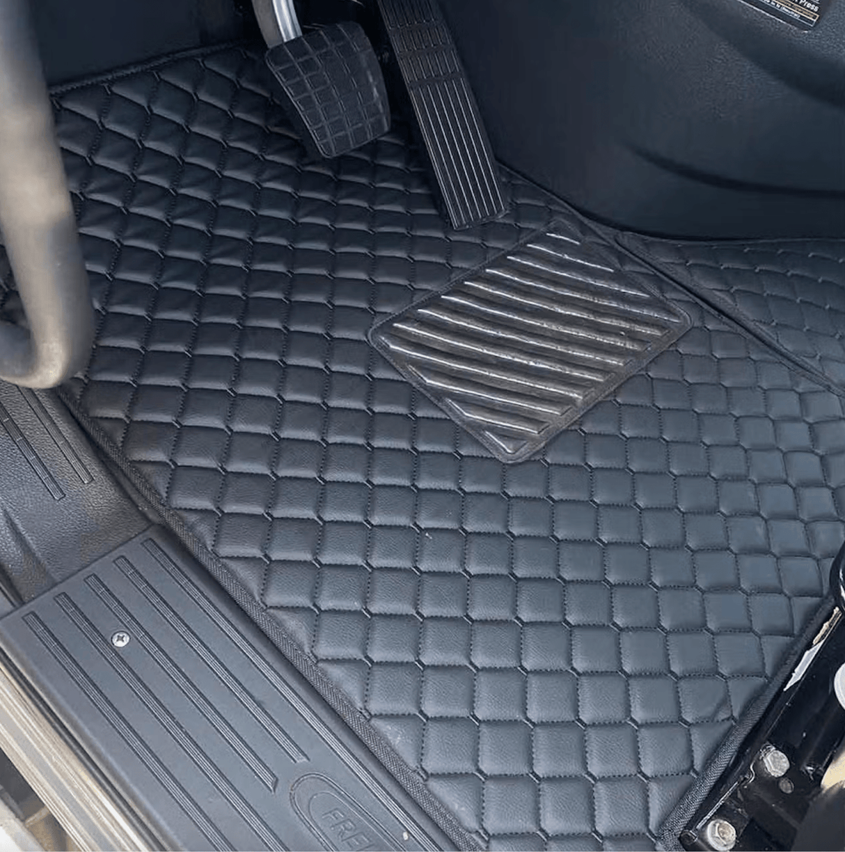 Freightliner Cascadia 2018+ - Quilted Faux Leather Floor Mat Set - HD Truck Source