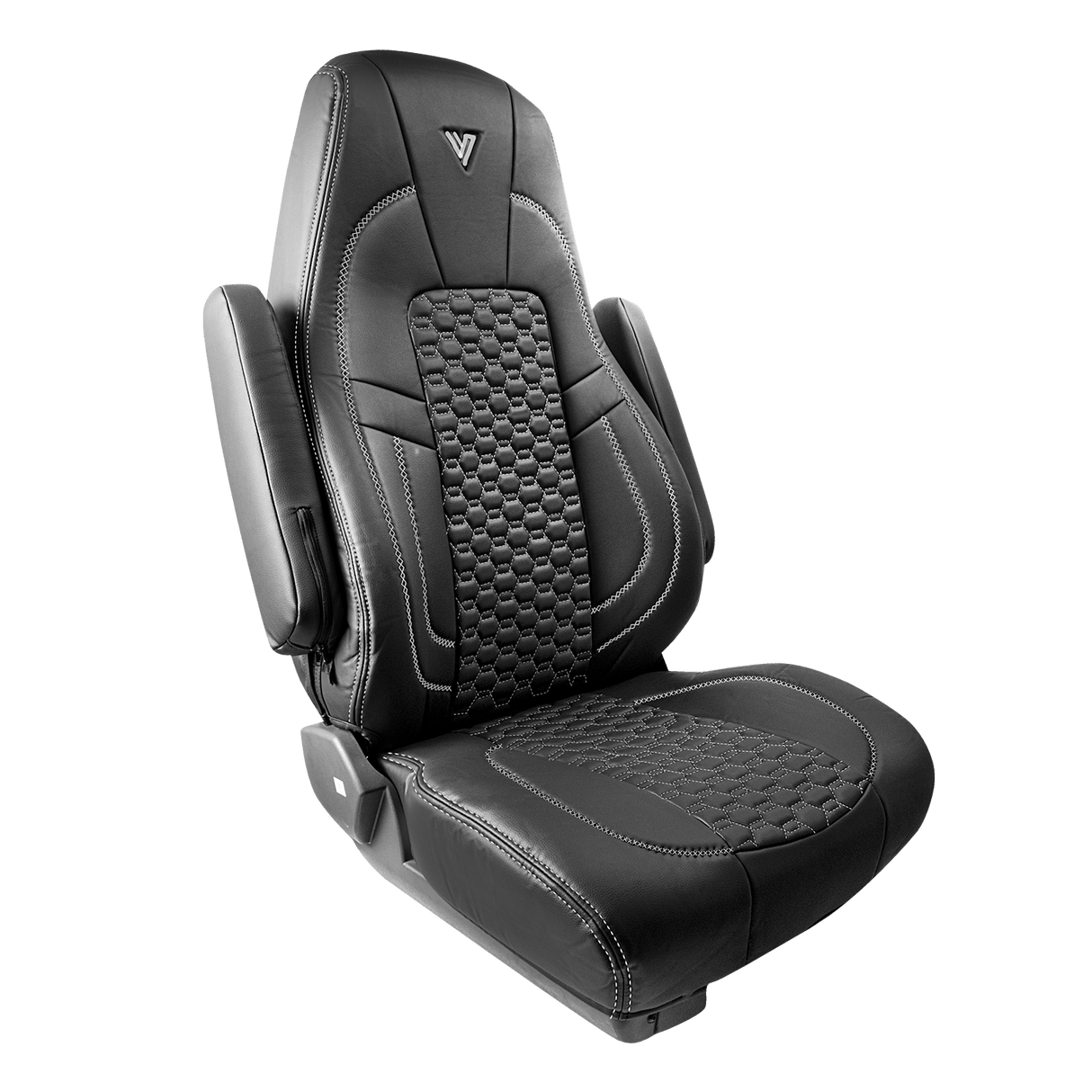 Freightliner Cascadia High Back 33 Inches Faux Leather Semi Truck Seat Cover – Black / Gray - HD Truck Source