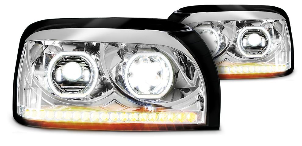 Freightliner Century LED Headlight w/Sequential Turn Signal Chrome (Driver) - HD Truck Source