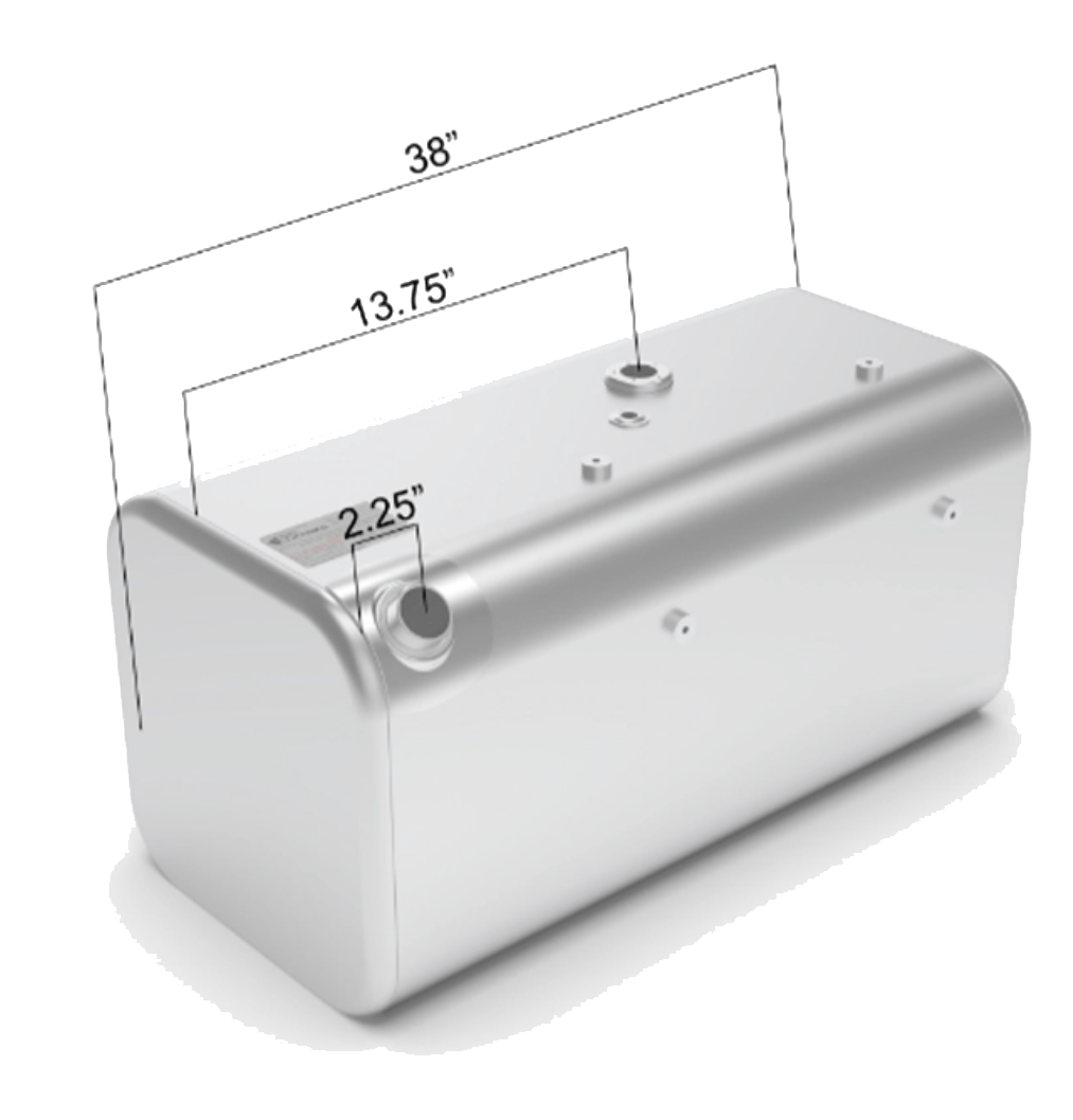 Freightliner FL 60/70 - 55 Gallon Square Fuel Tank Rear Fill 18 x 18.5 x 38 Inch - HD Truck Source