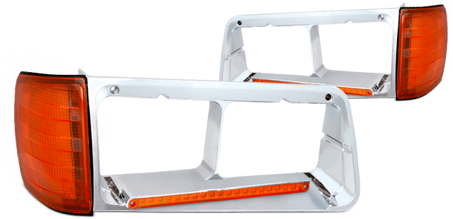 Freightliner FLD 120 Headlight Bezel w/LED Side Turn Signal (Passenger) - HD Truck Source