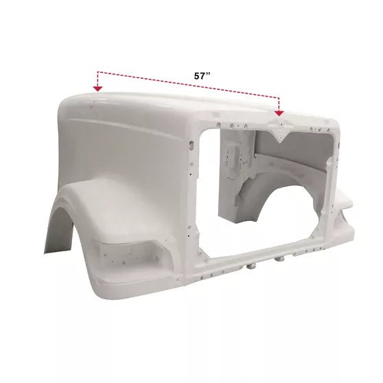 International 9900I 1999 And Newer - 57 Inch Fiberglass Hood With Cutouts - HD Truck Source