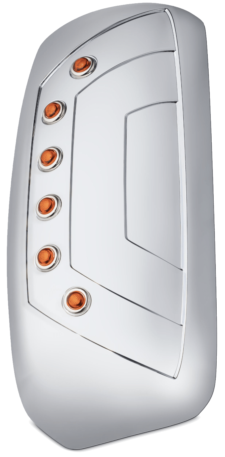 Kenworth T600 T800 - Chrome Plated Mirror Cover With 6 LEDs - HD Truck Source