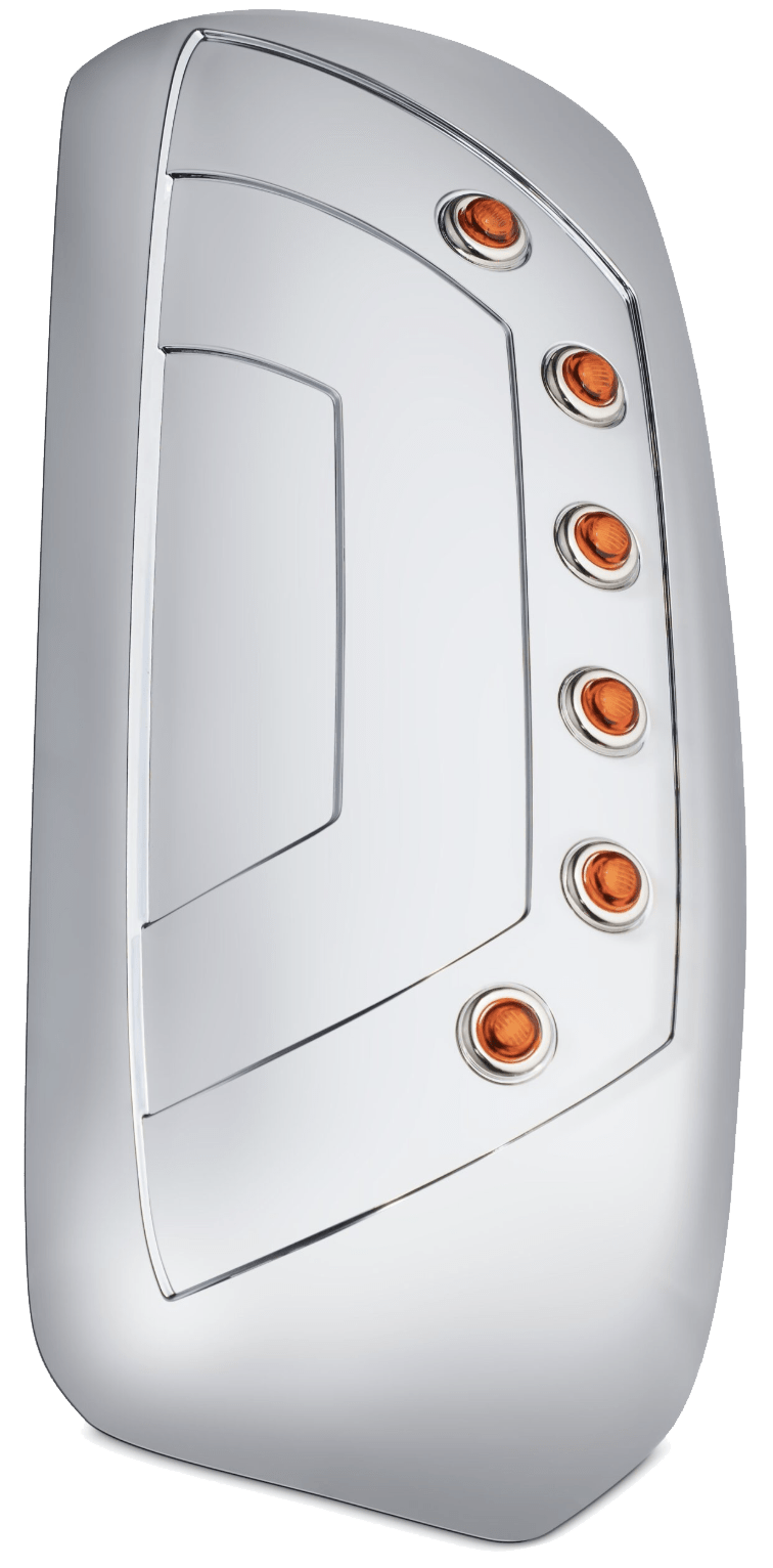 Kenworth T600 T800 - Chrome Plated Mirror Cover With 6 LEDs - HD Truck Source