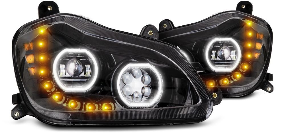 Kenworth T680 2013 - 21' LED Headlight w/Sequential Turn Signal Black (Driver) - HD Truck Source