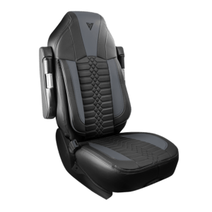 Kenworth T680, T880, W990 Faux Leather Semi Truck Seat Cover - Black/Grey - HD Truck Source