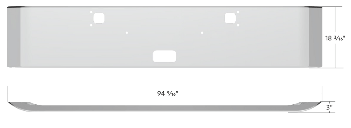 Kenworth W900 1982 - 2024 - SS Clad 18 Inch Aluminum Bumper With Curved Ends - HD Truck Source