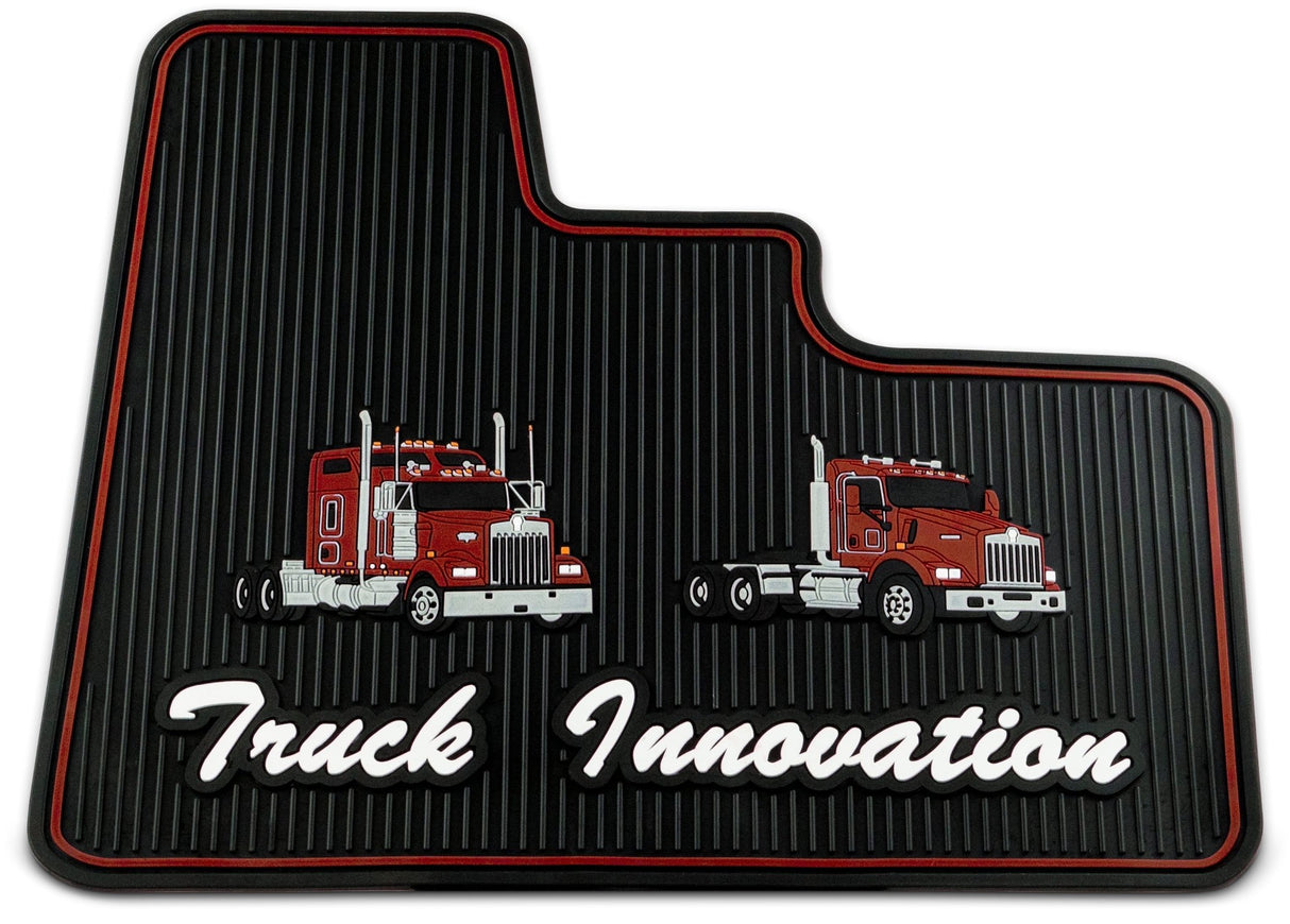 Kenworth W900/T800/T600 Red Ribbed Rubber Floor Mats - HD Truck Source