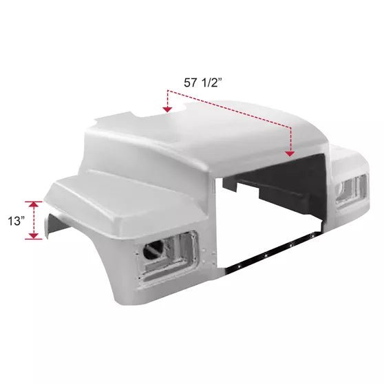 Mack RD 1991 And Newer - 57.5 Inch Fiberglass Hood With 13 Inch Fender - HD Truck Source