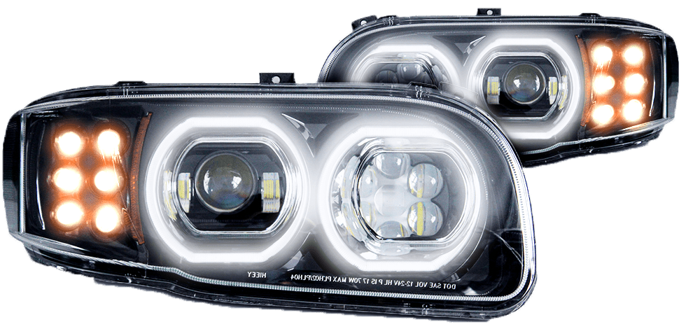 Peterbilt 388/389 LED Headlight w/Halo Black (Passenger) - HD Truck Source