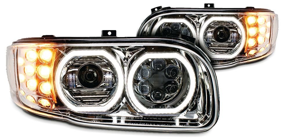 Peterbilt 388/389 LED Headlight w/Halo Chrome (Driver) - HD Truck Source