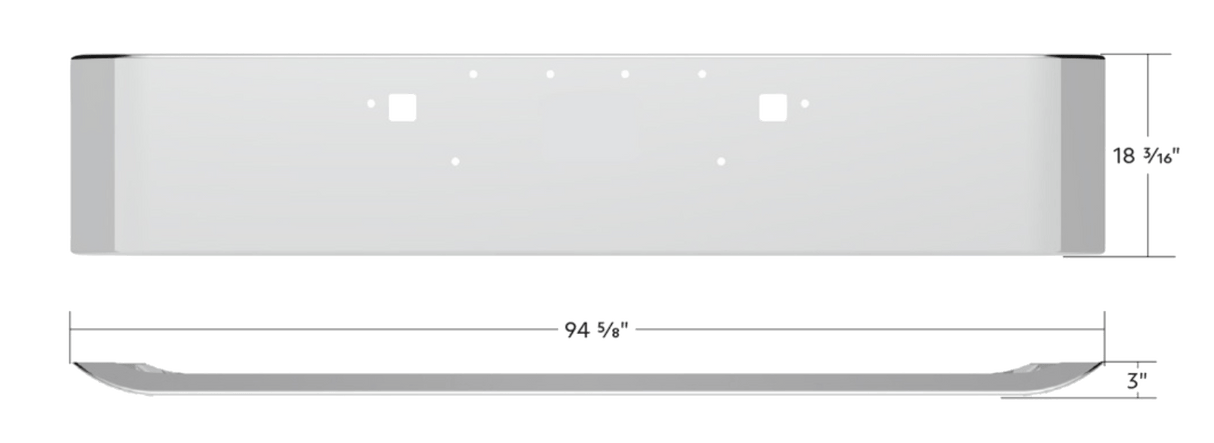 Peterbilt 389 2008 - 2023 - SS Clad Aluminum Bumper With Curved Ends - HD Truck Source