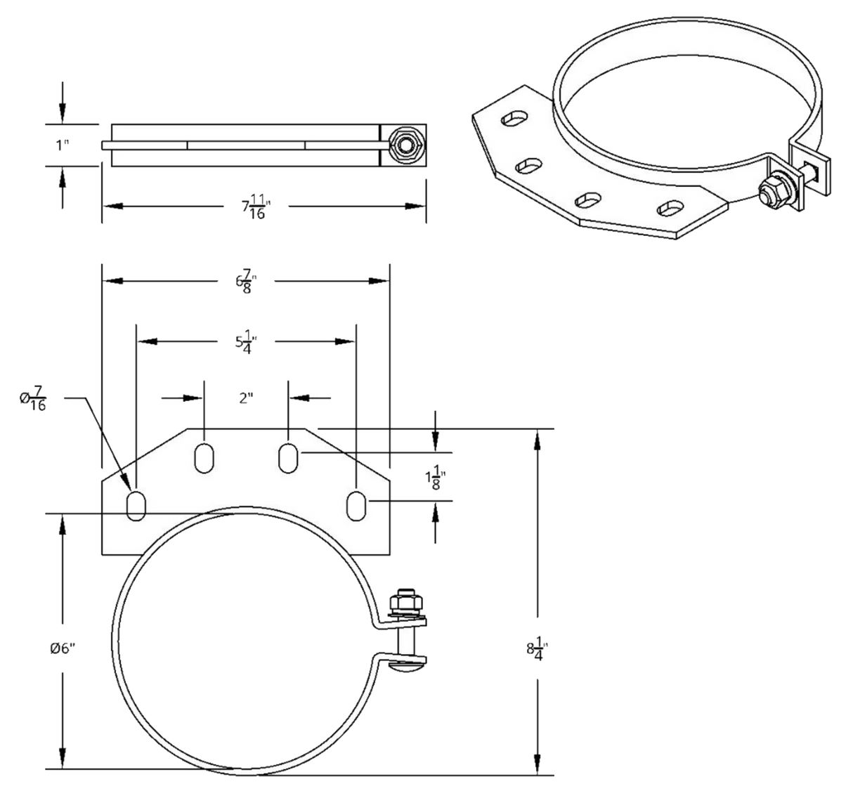 Peterbilt Ultra Cab - 6" Chrome Exhaust Clamp - HD Truck Source