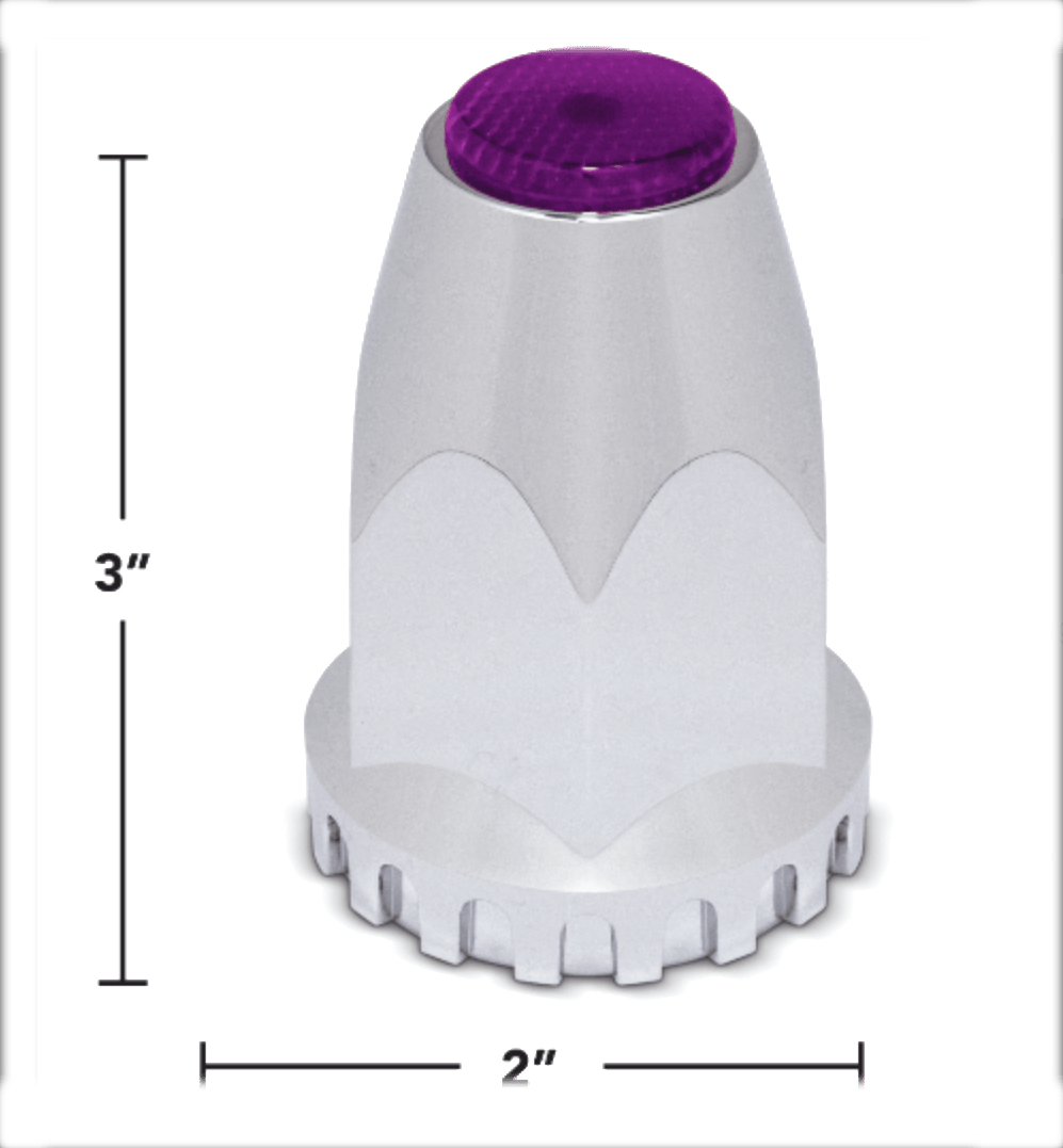 Purple Reflector 33mm Screw - On Chrome Lug Nut Cover - HD Truck Source