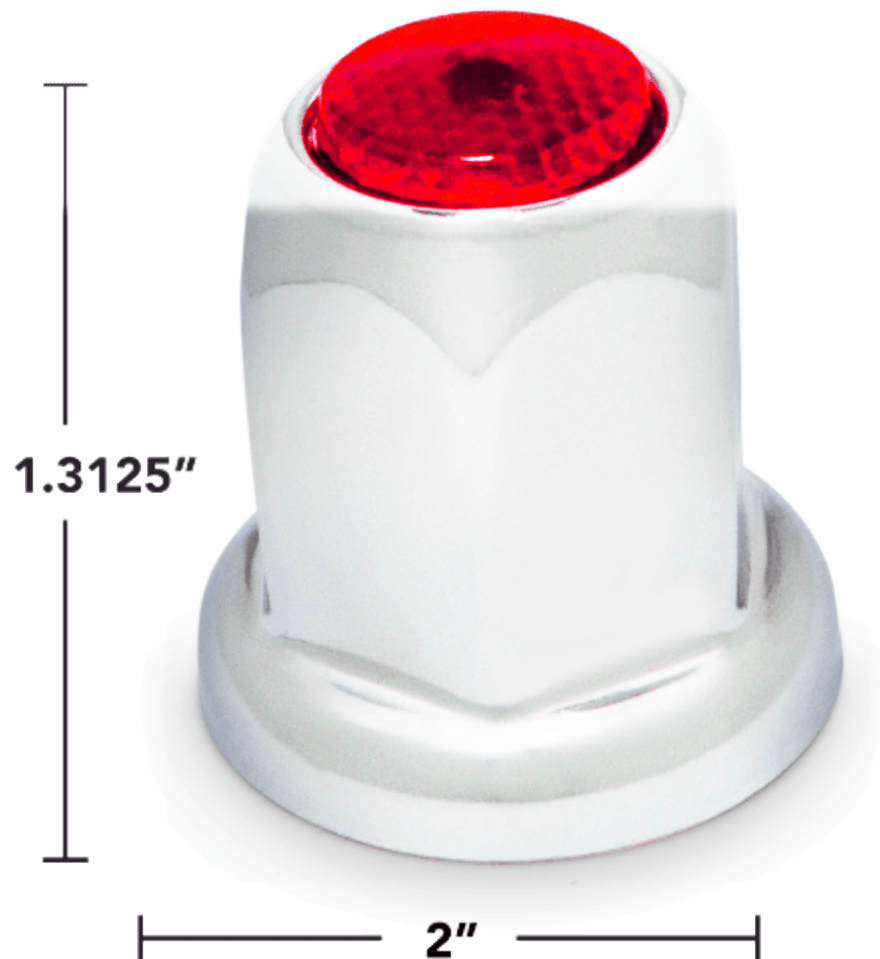 Red Reflector 33mm Push - On Chrome Lug Nut Cover - HD Truck Source