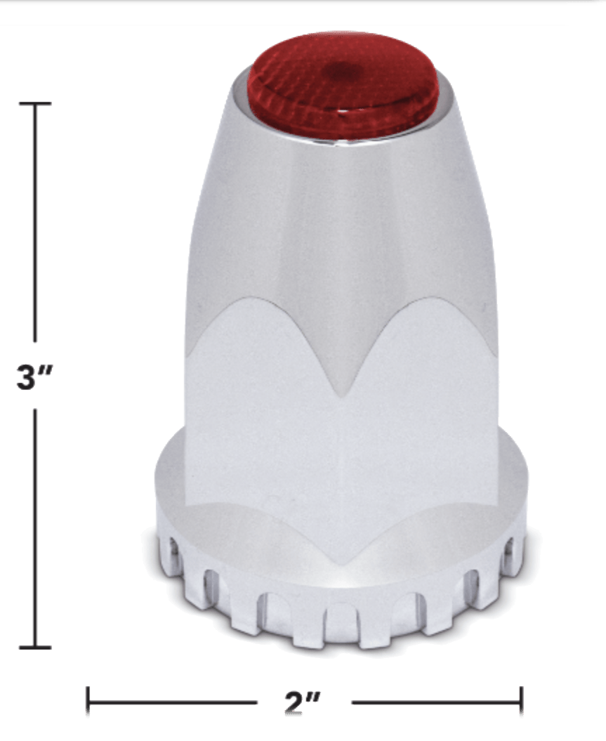 Red Reflector 33mm Screw - On Chrome Lug Nut Cover - HD Truck Source