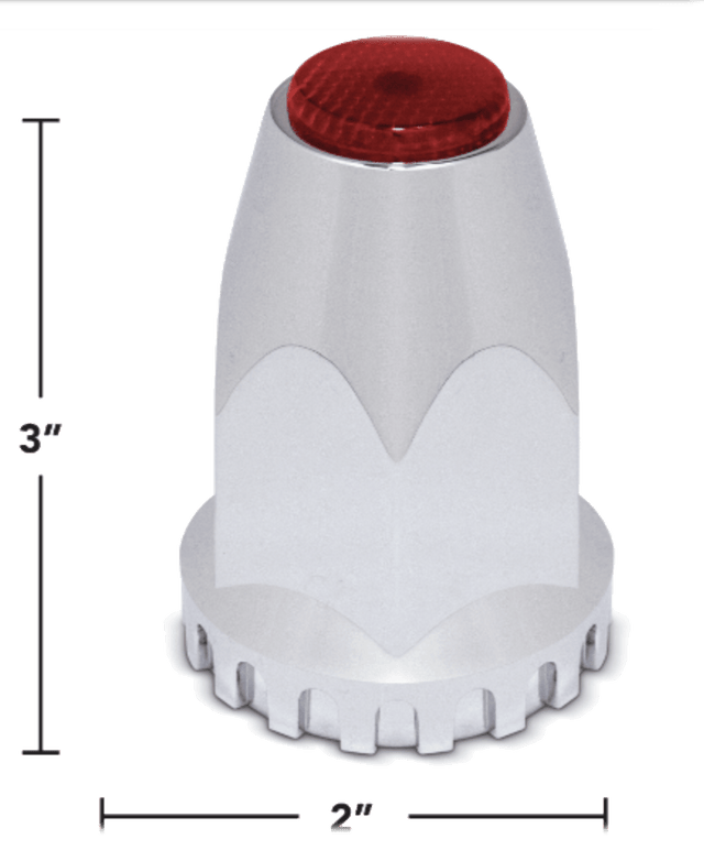 Red Reflector 33mm Screw - On Chrome Lug Nut Cover - HD Truck Source