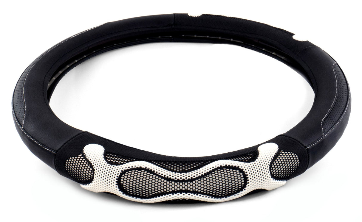 Semi Truck 18 Inch Black/White Waves Design Anti Slip Grip Steering Wheel Cover - HD Truck Source