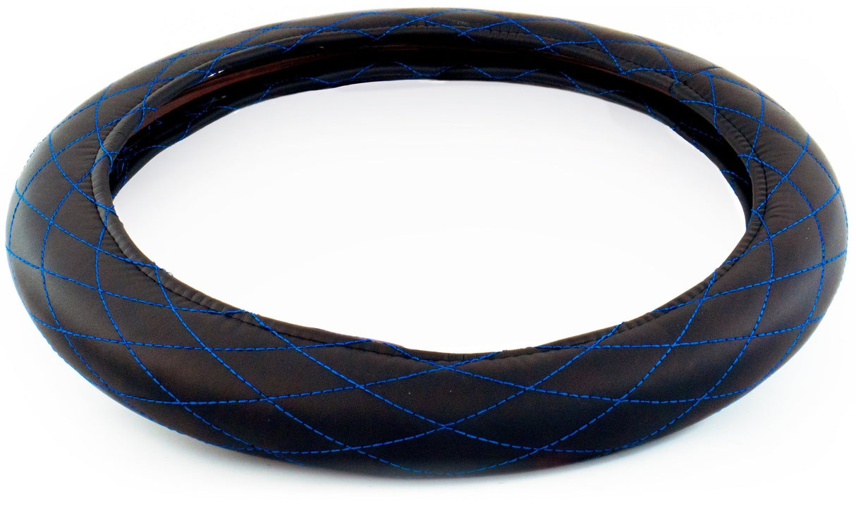 Semi Truck 18 Inch Diamond/Black Blue Stitching Steering Wheel Cover - HD Truck Source
