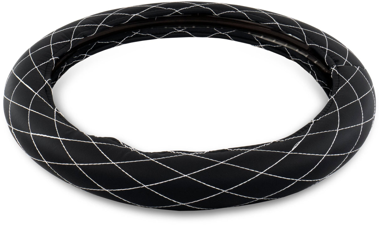 Semi Truck 18 Inch Diamond/Black White Stitching Steering Wheel Cover - HD Truck Source