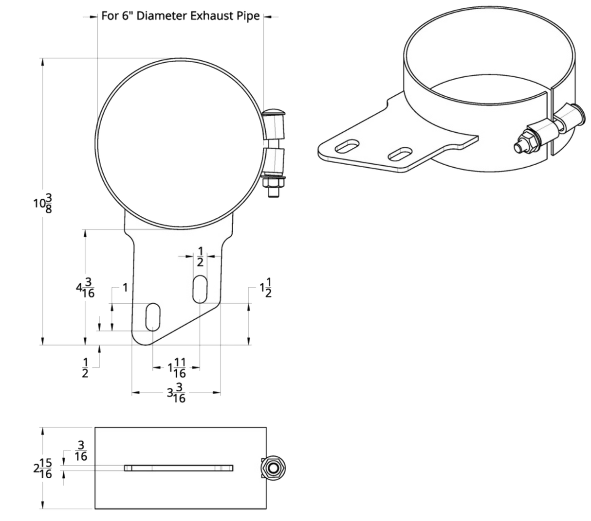 Stainless Butt Joint Exhaust Clamp - Angled Bracket 6, 7, 8 Inch - HD Truck Source