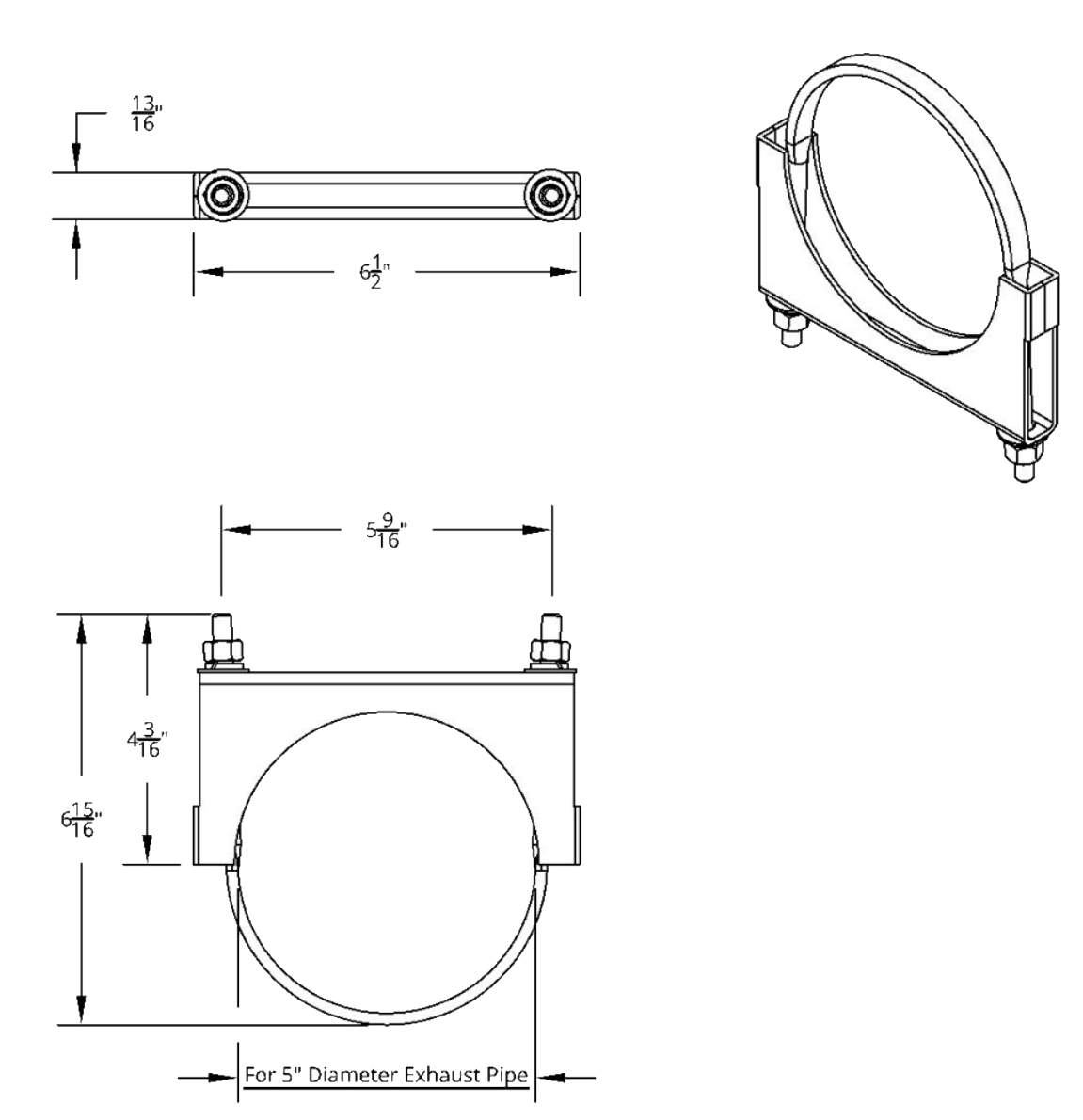 Stainless U - Bolt Exhaust Clamp 4, 5, 6 and 7 Inch - HD Truck Source
