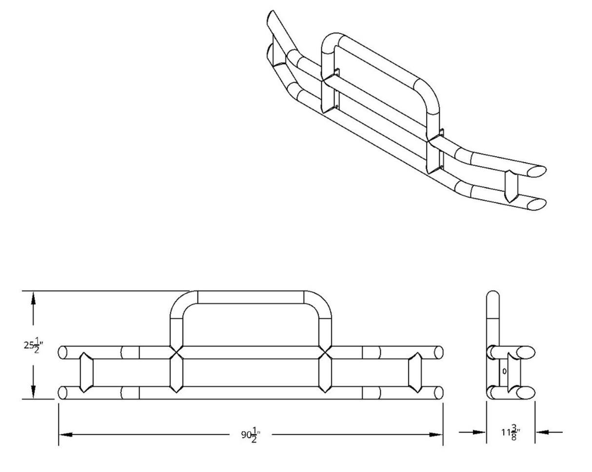 United Pacific Highwayshield I10 Stainless Steel Grille Guard With Bracket Kit - HD Truck Source