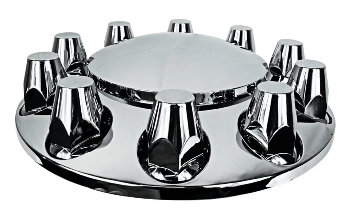 Universal - Front Axle Wheel Cover With Hubcap & Lug Nut Covers - Chrome Plated ABS Plastic - HD Truck Source