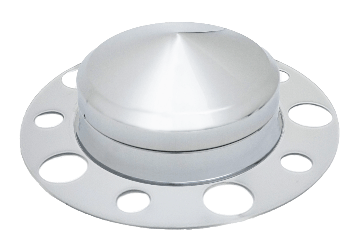 Universal - Front Axle Wheel Cover With Pointed Hubcap - Chrome Steel - HD Truck Source