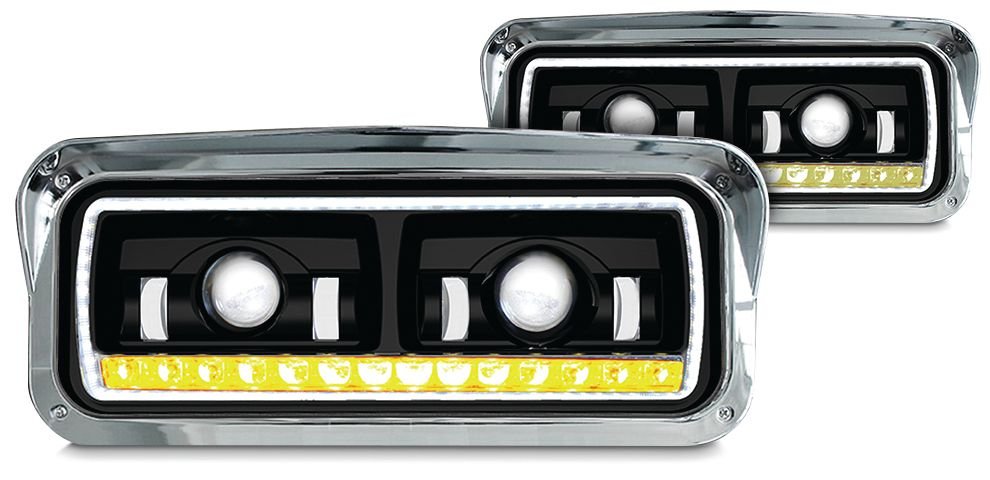 Universal LED Headlights w/Halo & Sequential Turn Signal Black (Passenger) - HD Truck Source