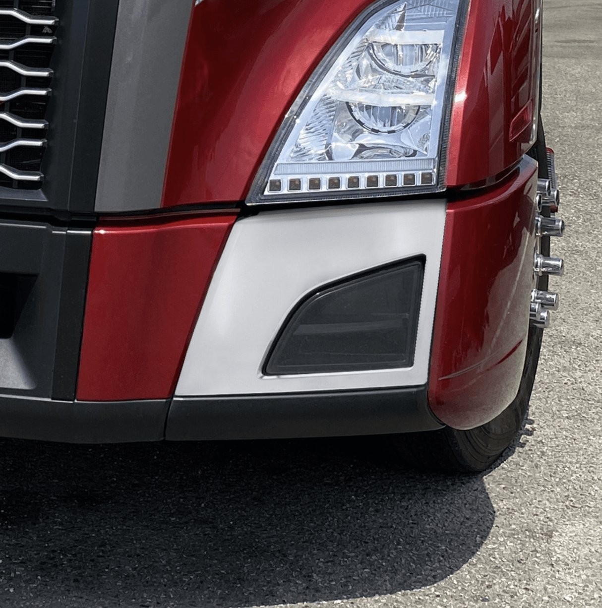 Volvo VNL 2018 - 2024 - ABS Satin Silver Bumper Fog Light Hole Cover - HD Truck Source