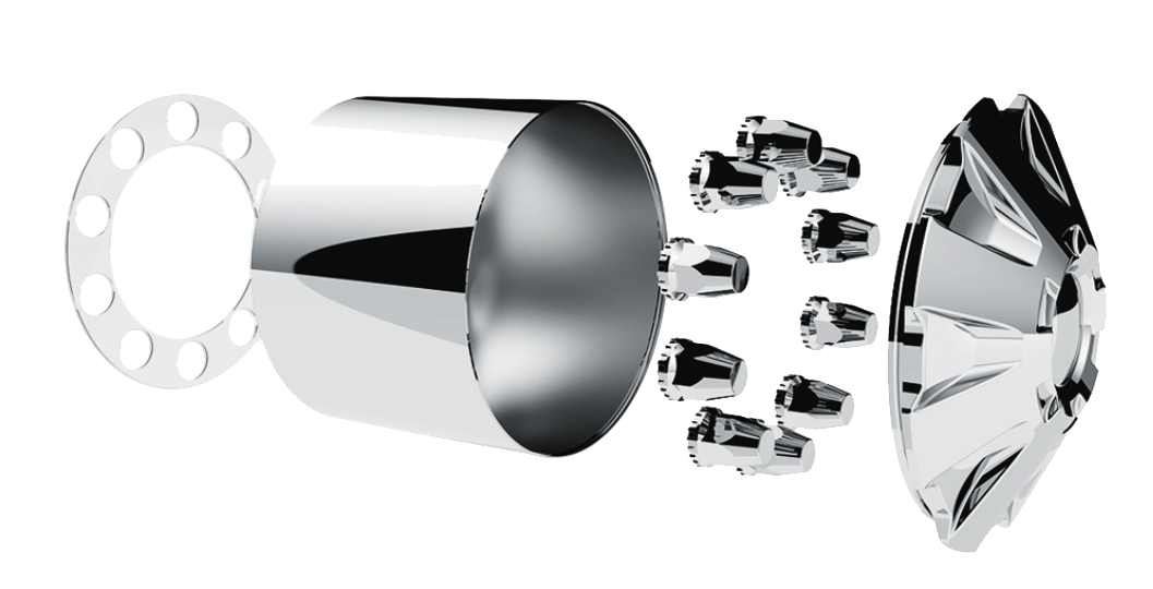 Rear Axle Wheel Cover "Rubicon" With 10 Thread-On Nut Covers, High Quality Chrome Plated ABS Plastic (Copy)