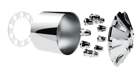 Rear Axle Wheel Cover "Rubicon" With 10 Thread-On Nut Covers, High Quality Chrome Plated ABS Plastic (Copy)