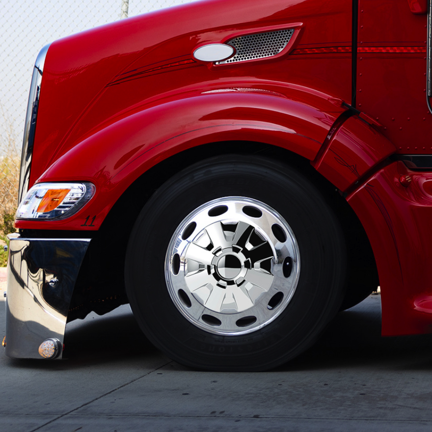 Front Axle Wheel Cover "Rubicon" With 10 Thread-On Nut Covers, High Quality Chrome Plated ABS Plastic